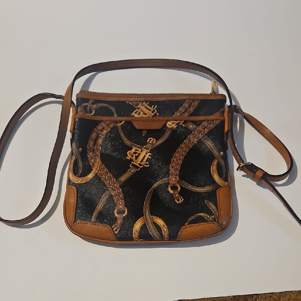 Ralph Lauren Black and Brown Crossbody Bag